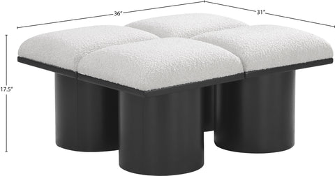 Celine Cream Boucle Fabric Upholstered Bench, 4-Piece (Style 7)