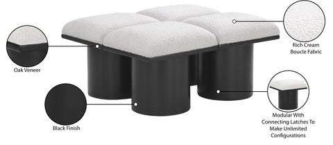 Celine Cream Boucle Fabric Upholstered Bench, 4-Piece (Style 7)