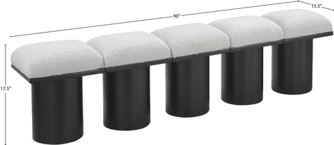 Celine Cream Boucle Fabric Upholstered Bench, 5-Piece (Style 3)