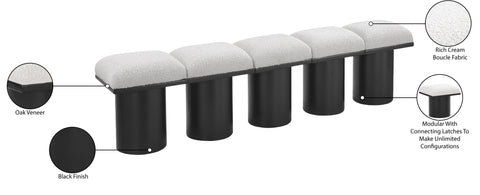 Celine Cream Boucle Fabric Upholstered Bench, 5-Piece (Style 3)