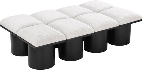 Louie Cream Boucle Fabric Bench D