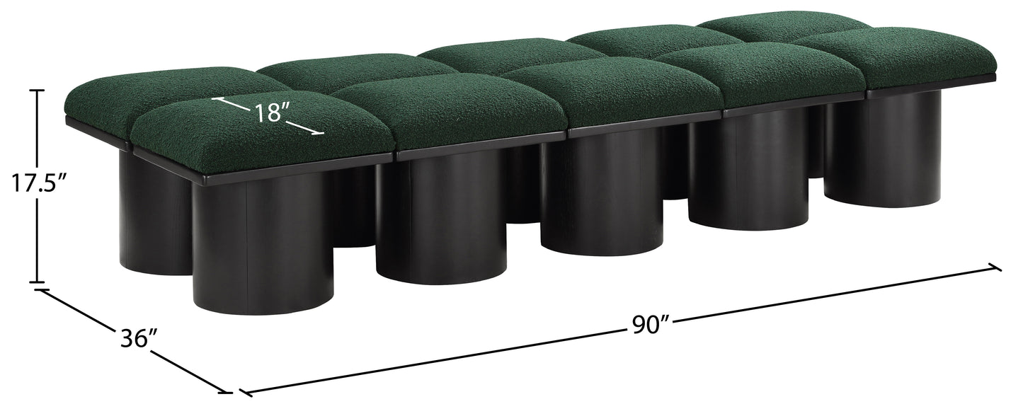 louie green boucle fabric bench c