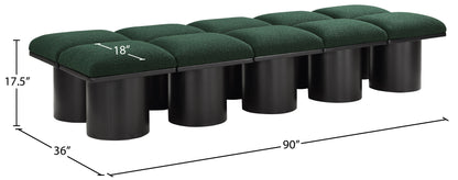 Louie Green Boucle Fabric Bench C