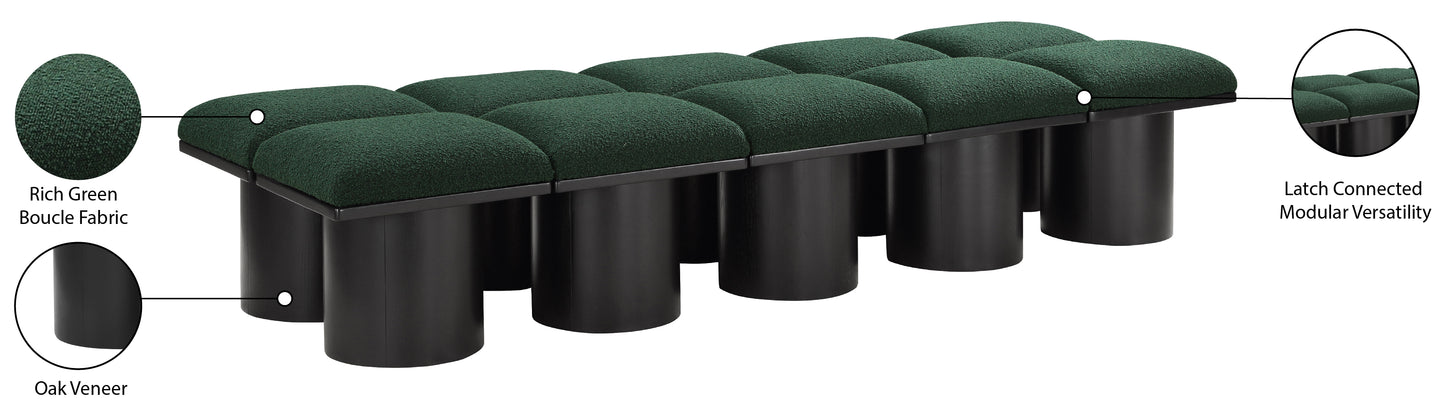 louie green boucle fabric bench c