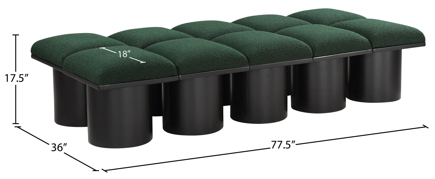 louie green boucle fabric bench d