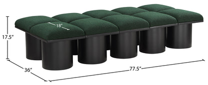 Louie Green Boucle Fabric Bench D