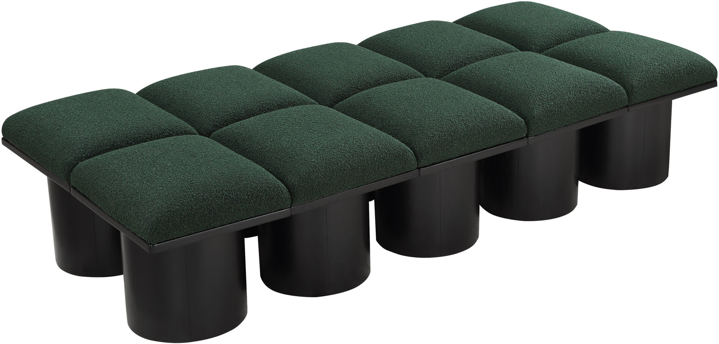 louie green boucle fabric bench d