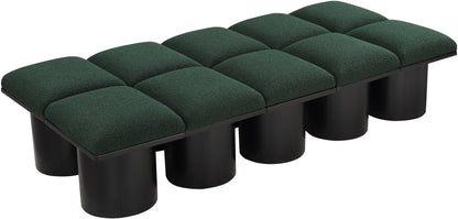 Louie Green Boucle Fabric Bench D