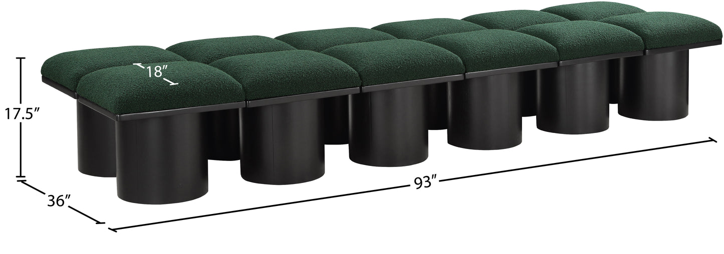 louie green boucle fabric bench c