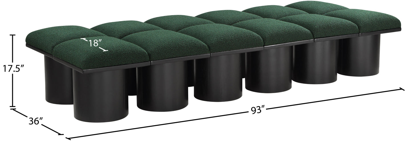 louie green boucle fabric bench d