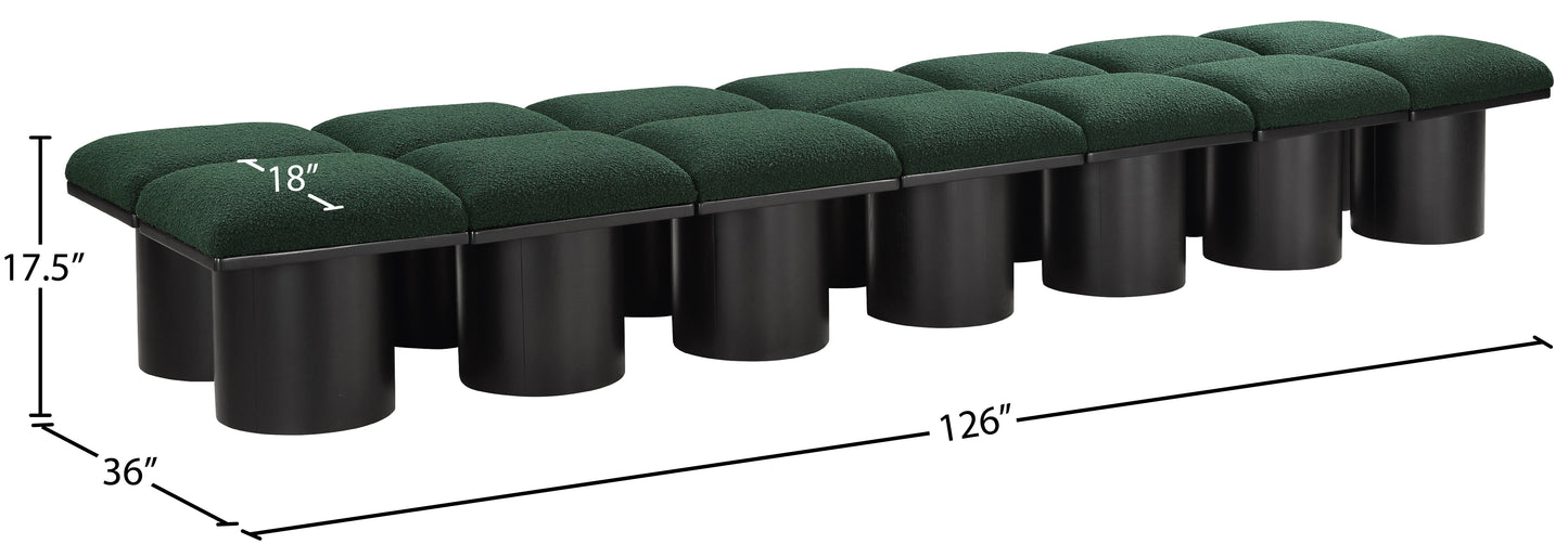 louie green boucle fabric bench c