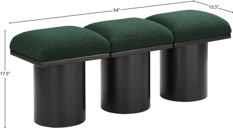 Celine Green Boucle Fabric Upholstered Bench, 3-Piece