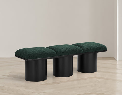 Celine Green Boucle Fabric Upholstered Bench, 3-Piece