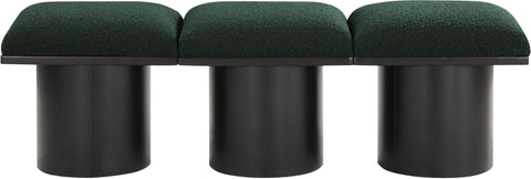 Celine Green Boucle Fabric Upholstered Bench, 3-Piece