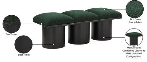 Celine Green Boucle Fabric Upholstered Bench, 3-Piece (Style 2)