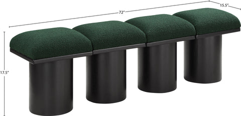 Celine Green Boucle Fabric Upholstered Bench, 4-Piece