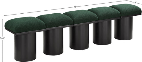 Celine Green Boucle Fabric Upholstered Bench, 5-Piece