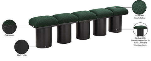 Celine Green Boucle Fabric Upholstered Bench, 5-Piece