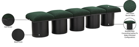 Celine Green Boucle Fabric Upholstered Bench, 5-Piece (Style 2)