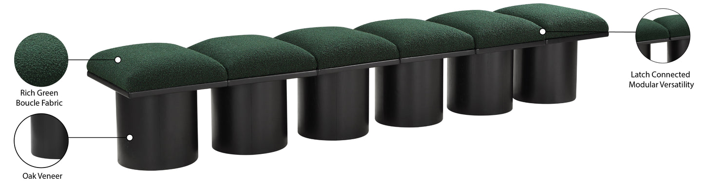 louie green boucle fabric bench b