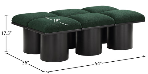 Louie Green Boucle Fabric Bench C