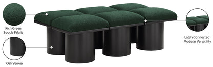 Louie Green Boucle Fabric Bench C