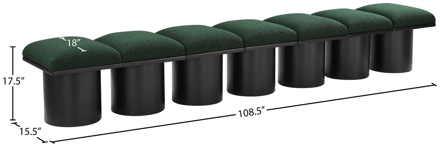 louie green boucle fabric bench b