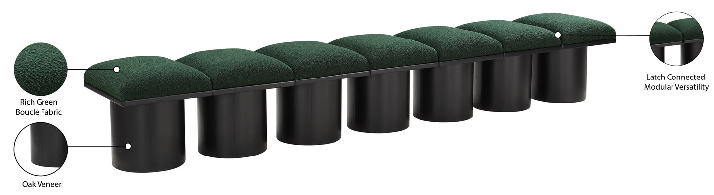 louie green boucle fabric bench b