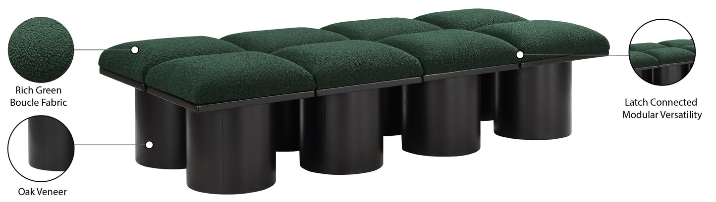 louie green boucle fabric bench c