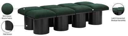 Louie Green Boucle Fabric Bench C