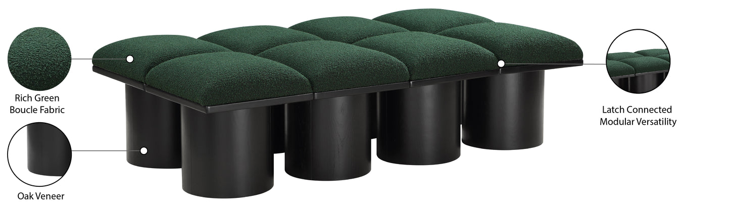 louie green boucle fabric bench d