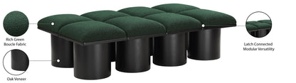 Louie Green Boucle Fabric Bench D