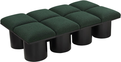 Louie Green Boucle Fabric Bench D