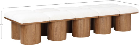Celine Cream Boucle Fabric Upholstered Bench, 10-Piece (Style 5)