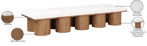 Celine Cream Boucle Fabric Upholstered Bench, 10-Piece (Style 5)
