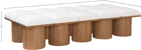 Celine Cream Boucle Fabric Upholstered Bench, 10-Piece (Style 6)