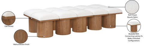 Celine Cream Boucle Fabric Upholstered Bench, 10-Piece (Style 6)
