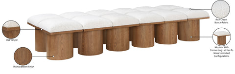 Celine Cream Boucle Fabric Upholstered Bench, 12-Piece (Style 6)