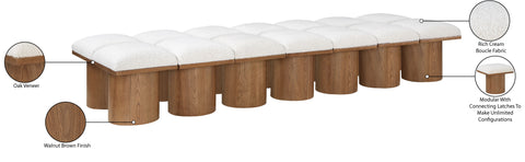 Celine Cream Boucle Fabric Upholstered Bench, 14-Piece (Style 6)