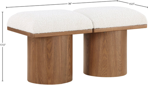 Celine Cream Boucle Fabric Upholstered Bench, 2-Piece (Style 5)