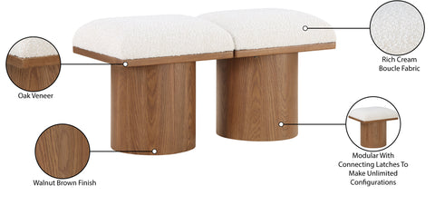 Celine Cream Boucle Fabric Upholstered Bench, 2-Piece (Style 5)