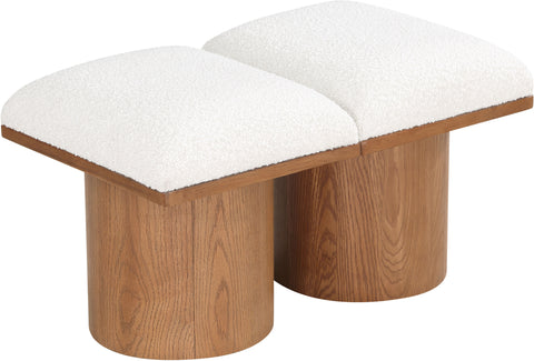Louie Cream Boucle Fabric Bench A