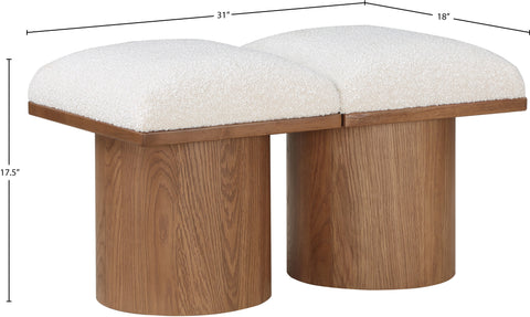 Celine Cream Boucle Fabric Upholstered Bench, 2-Piece (Style 6)