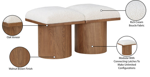 Celine Cream Boucle Fabric Upholstered Bench, 2-Piece (Style 6)