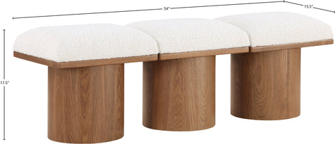 Celine Cream Boucle Fabric Upholstered Bench, 3-Piece (Style 5)