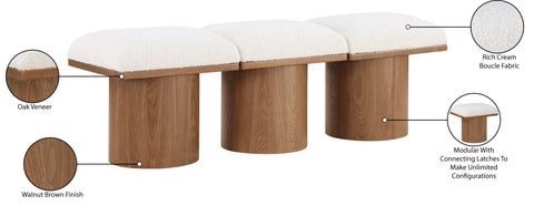 Celine Cream Boucle Fabric Upholstered Bench, 3-Piece (Style 5)