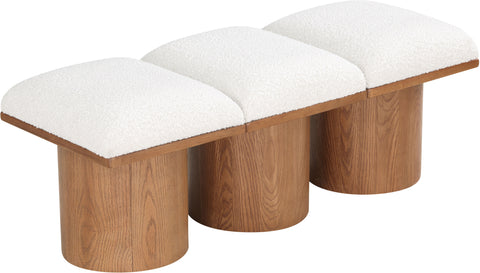 Louie Cream Boucle Fabric Bench A
