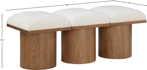 Celine Cream Boucle Fabric Upholstered Bench, 3-Piece (Style 6)