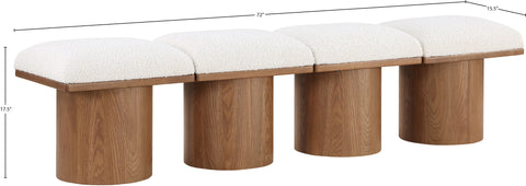 Celine Cream Boucle Fabric Upholstered Bench, 4-Piece (Style 9)