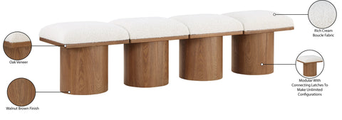 Celine Cream Boucle Fabric Upholstered Bench, 4-Piece (Style 9)